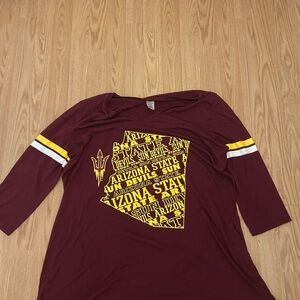 ASU Ladies Red Burgundy Top Dress Long Sleeve Sleepwear Size XL